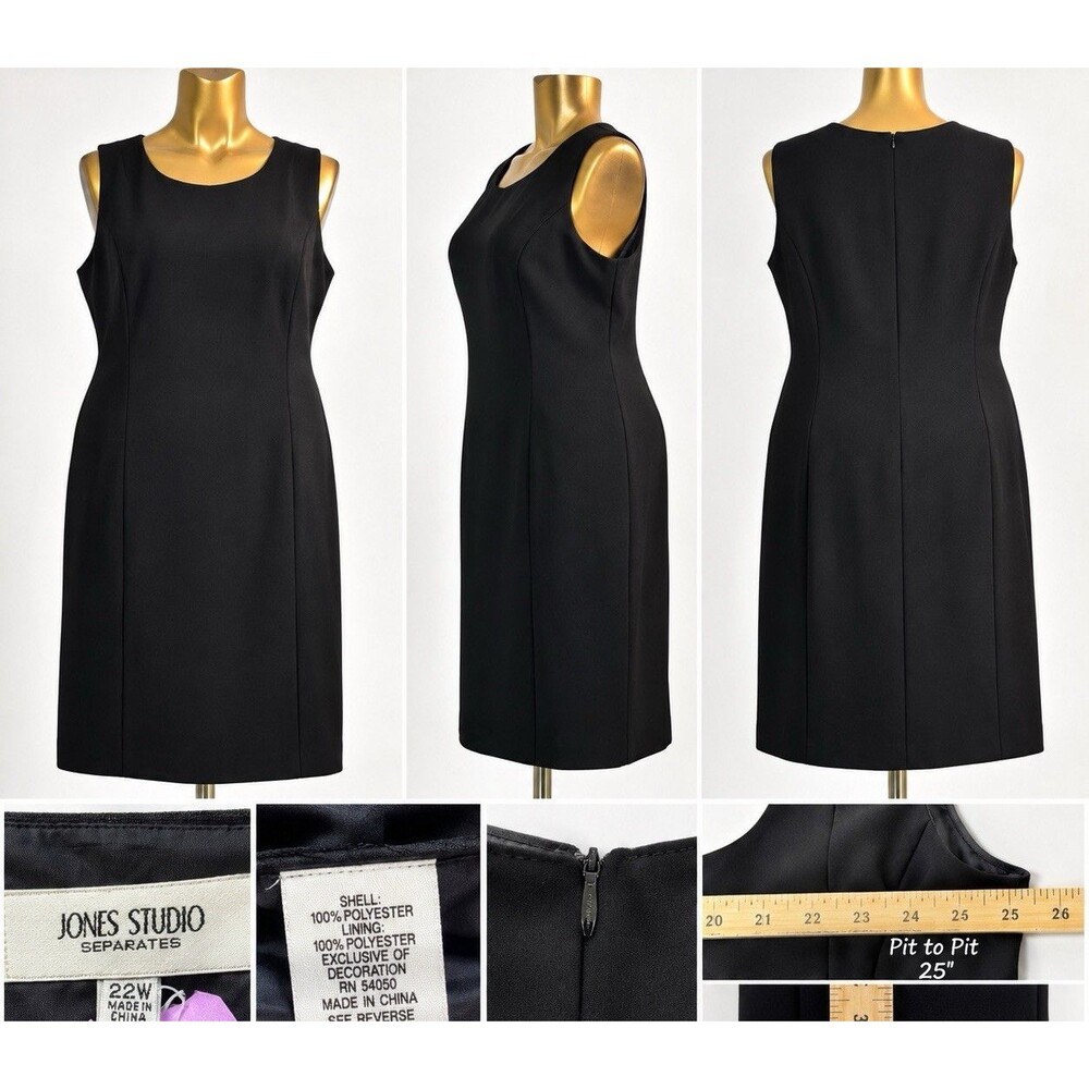 Jones Studio Separates Black Sleeveless Sheath Dress Plus Size 22W Professional